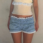 Women's Y2K low-rise bloomers with lace trim.